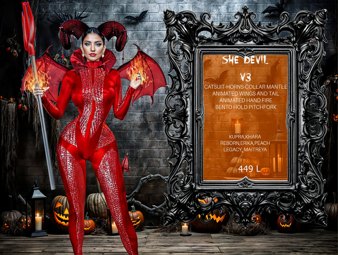 ❤️-, Shedevil Devil Halloween Costume, Complete costume Set