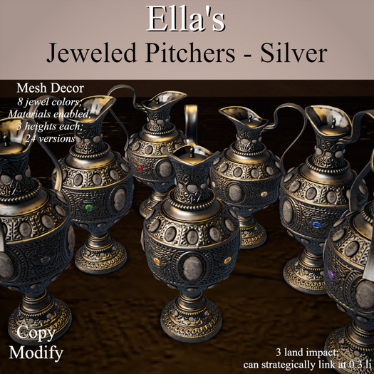 Ella's Jeweled Pitchers - Silver