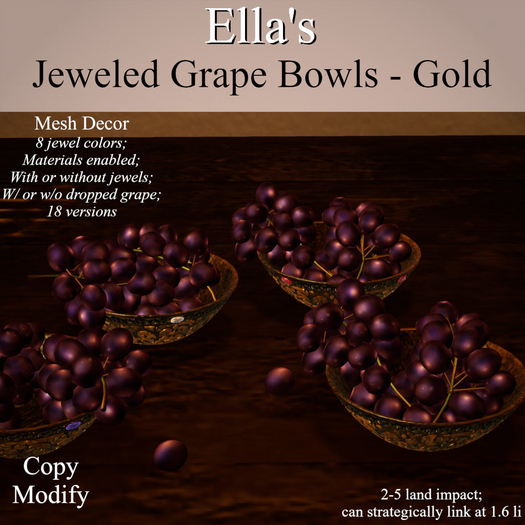 Ella's Jeweled Grape Bowls - Gold