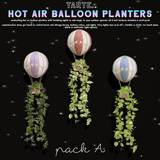 tarte. hot air balloon planters (pack A)