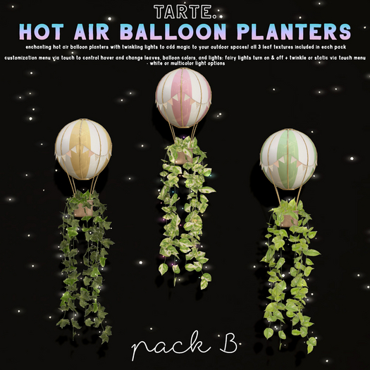 tarte. hot air balloon planters (pack B)