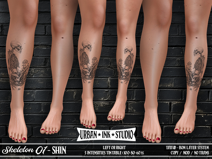..:UIS:.. Shin Tattoo - Skeleton 01 BW