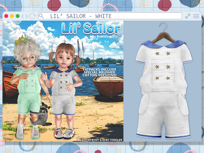 :BoWillow: Lil' Sailor - Solids - White