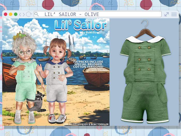 :BoWillow: Lil' Sailor - Solids - Olive