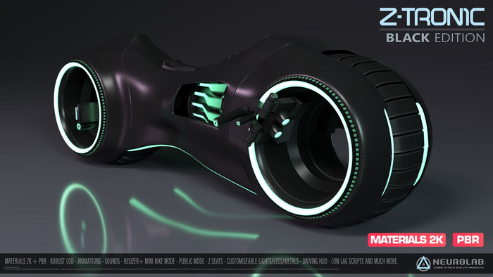 Z-TRONIC BIKE (BLACK + PBR) [Neurolab Inc.] Cyber Cyberpunk Sci-fi