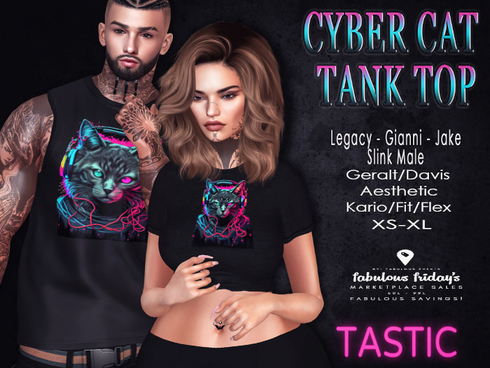 Tastic-Cyber Cat Tank Top 99L Sale!