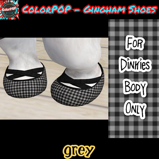 ColorPOP - Dinkies Gingham Shoes - Grey BOX (ADD to Unpack)
