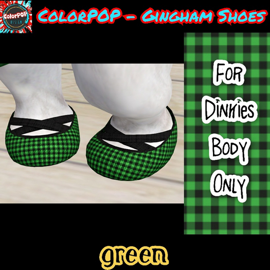ColorPOP - Dinkies Gingham Shoes - Green BOX (ADD to Unpack)