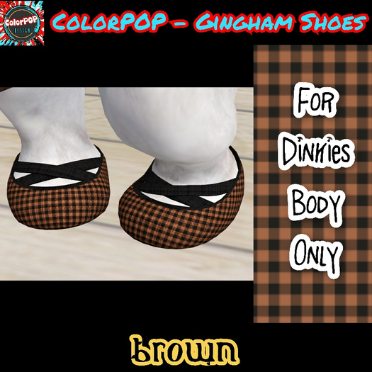 ColorPOP - Dinkies Gingham Shoes - Brown BOX (ADD to Unpack)