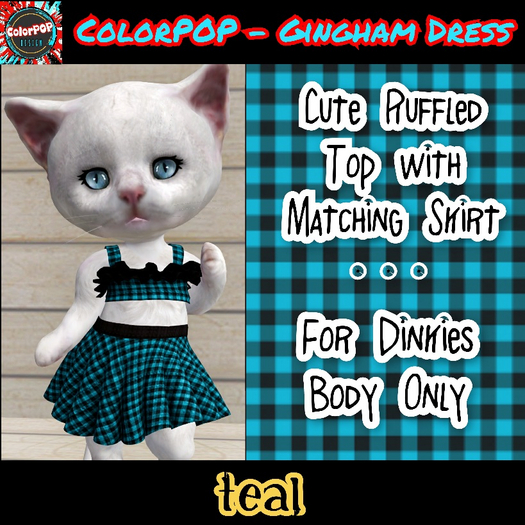 ColorPOP - Dinkies Gingham Dress - Teal BOX (ADD to Unpack)