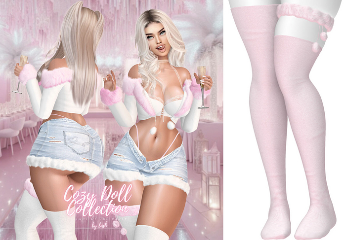 Lush - Cozy Doll Stockings w/Lace Garter Pale