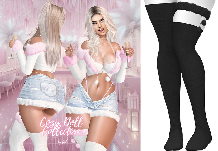 Lush - Cozy Doll Stockings w/Lace Garter Onyx