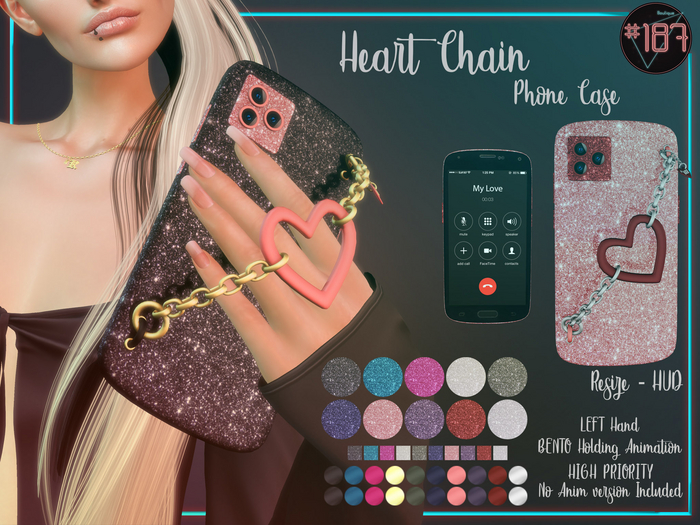 #187# Heart Chain Phone Case *Holding*