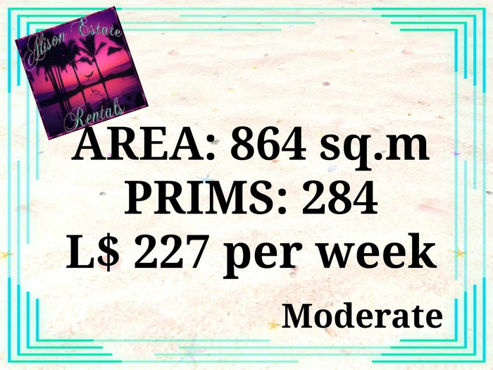 ALISON ESTATE RENTALS - LAND FOR RENT - 864SQ.M. 284PRIMS L$227/WEEK!!