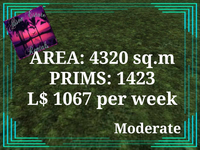 ALISON ESTATE RENTALS - LAND FOR RENT - 4320SQ.M. 1423PRIMS L$1067/WEEK!!