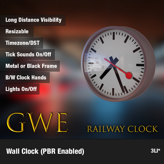 GWE - Railway Wall Clock ( PBR Enabled )
