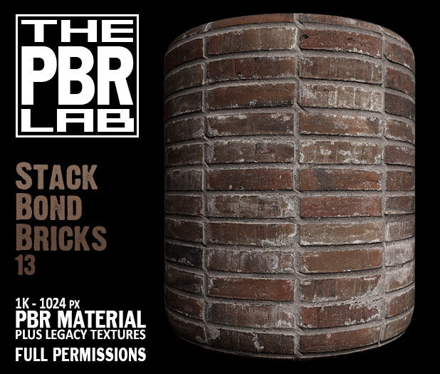 The PBR Lab - Stack Bond Bricks 13 - PBR Material & 3D Textures