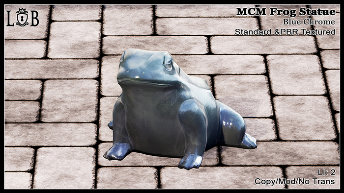 ~L:B~ Frog Statue - Blue Chrome