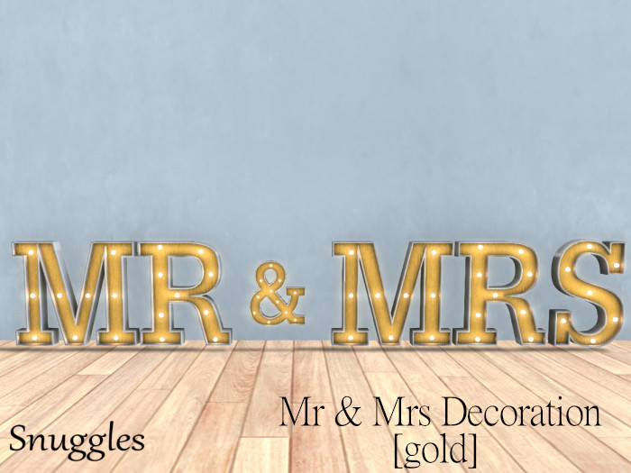 Mr & Mrs Decoration [gold]  By Snuggles