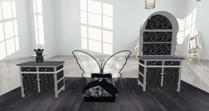 Dark Raven Black Butterfly set