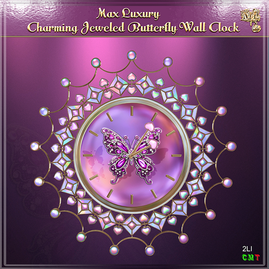 Max Luxury - Charming Jeweled Butterfly Wall Clock