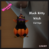 Black Kitty Witch Earrings
