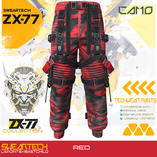 Tech Cargo Pants - ZX-77 CAMO RED