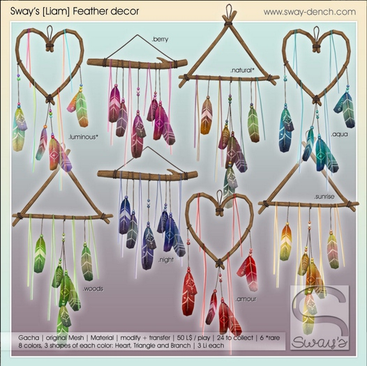 Sway's [Liam] Feather decor - heart . luminous / RARE