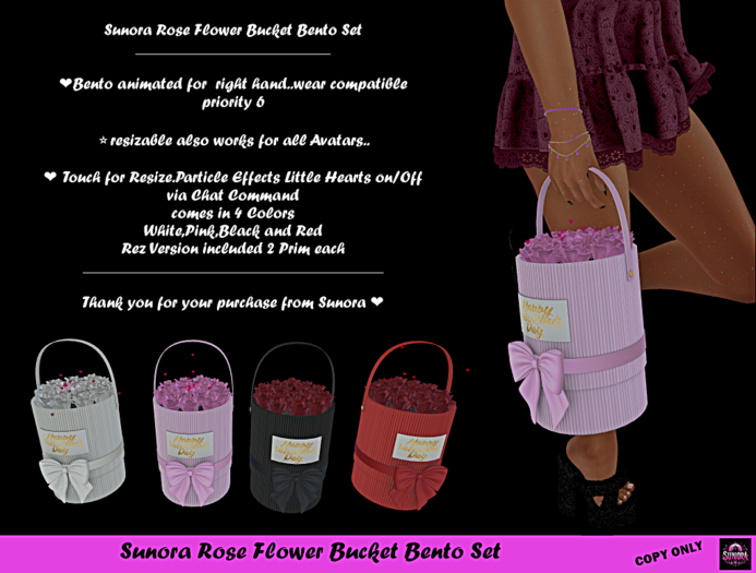 Sunora Rose Flower Bucket Bento Set