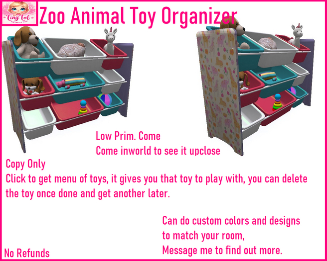 TTV Zoo Animal  Toy Organizer Girl