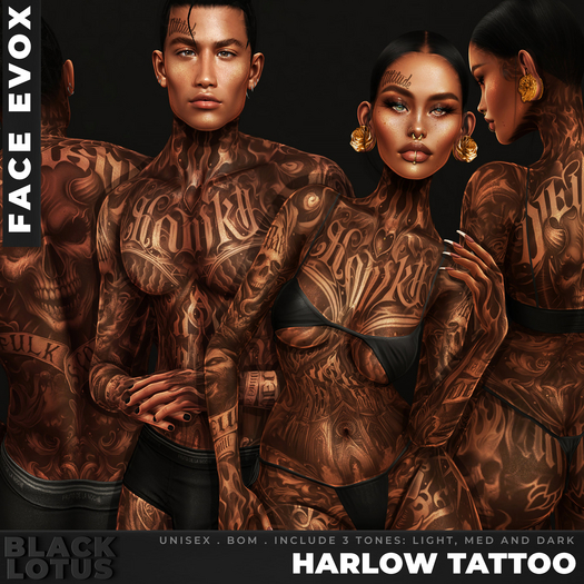 [BL] Harlow tattoo unisex // face evox