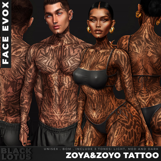 [BL] Zoya&Zoyo tattoos // face evox