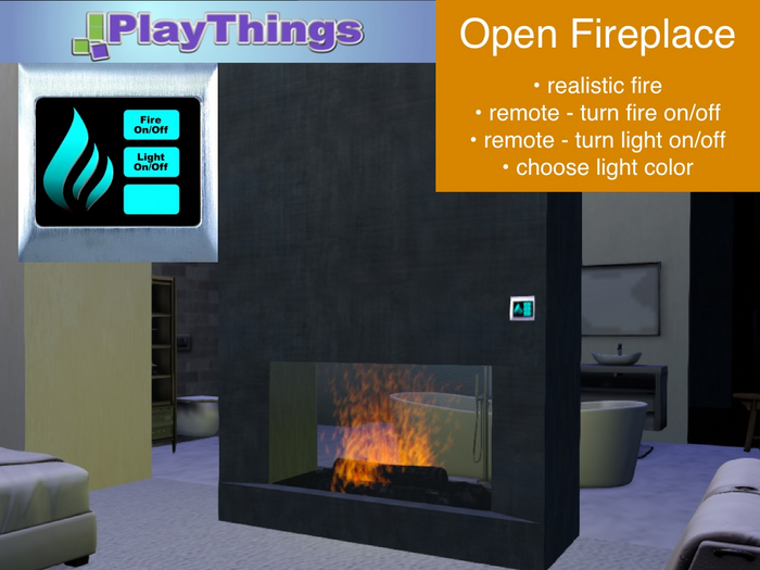 Open Gas Fireplace - grey with remote (boxed)