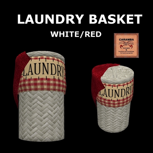 Laundry basket white/red
