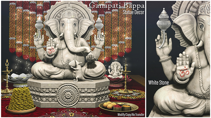 MADRAS Ganapati Bappa White Stone (ADD)