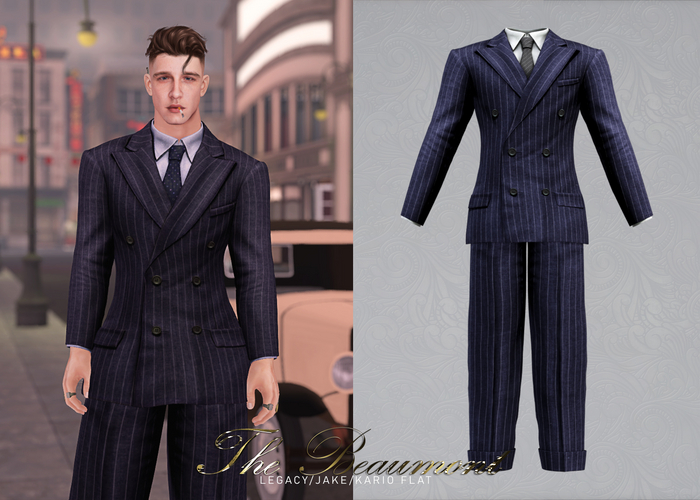 KLN SZN - The Beaumont 1940s Pinstripe Suit Navy