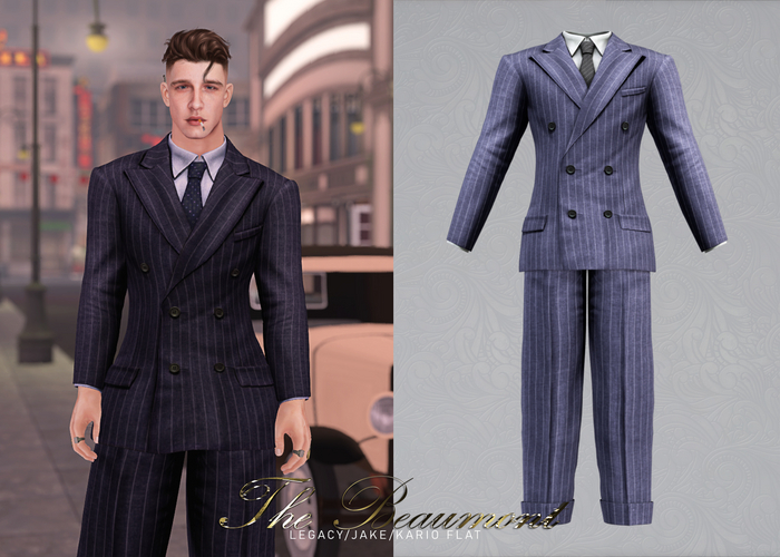 KLN SZN - The Beaumont 1940s Pinstripe Suit Sky