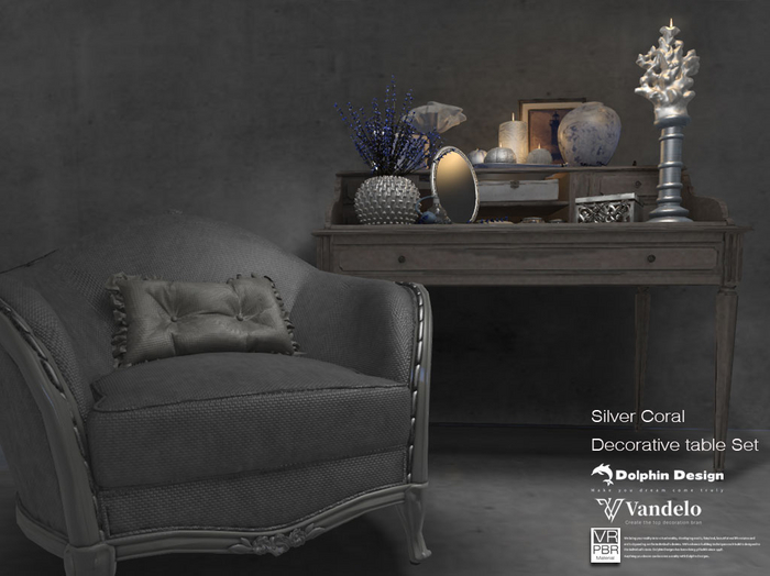 [Dolphin Design]Silver coral Decorative table Set