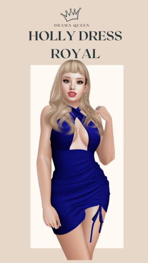 DRAMA QUEEN Holly Dress - Royal (ADD)