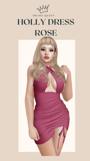 DRAMA QUEEN Holly Dress - Rose (ADD)