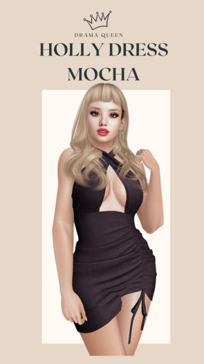 DRAMA QUEEN Holly Dress - Mocha (ADD)