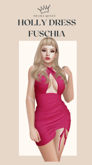 DRAMA QUEEN Holly Dress - Fuschia (ADD)