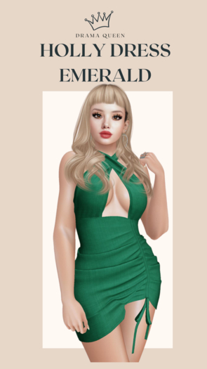 DRAMA QUEEN Holly Dress - Emerald (ADD)