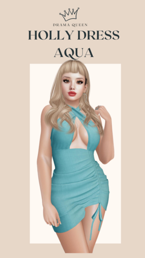 DRAMA QUEEN Holly Dress - Aqua (ADD)