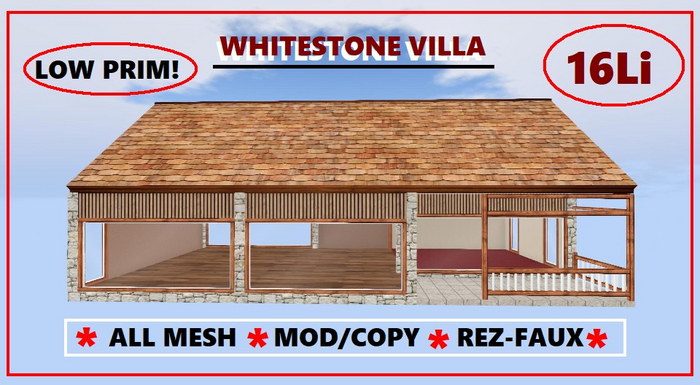 WHITESTONE VILLA HOUSE 16Li Boxed) LOW PRIM HOUSE