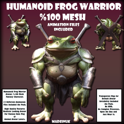 Humanoid Frog Warrior %100 MESH