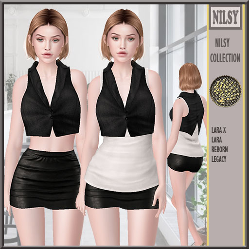 BLACK LEATHER VEST,TANK&SKIRT