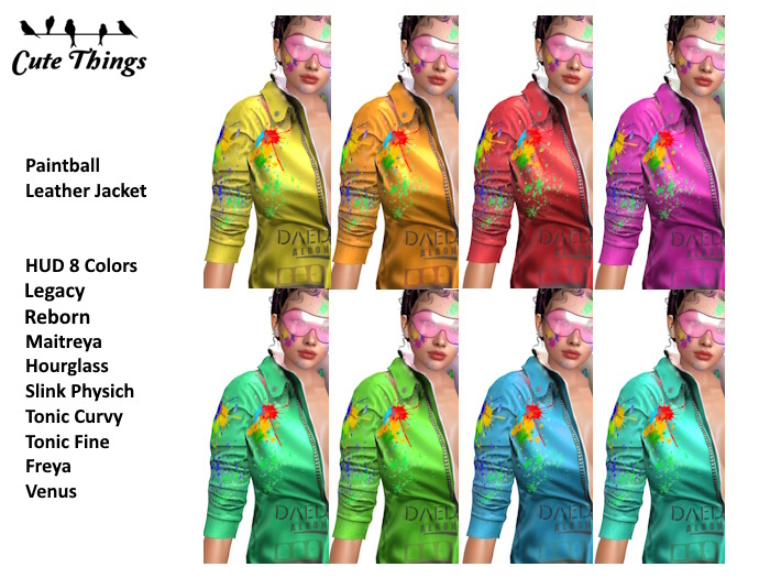 [CT] Paintball Leather Jacket HUDx8 - Maitreya, Legacy, Reborn, Hourglass, Physich, Venus, Freya,Tonic Curvy/ Fine  DEMO