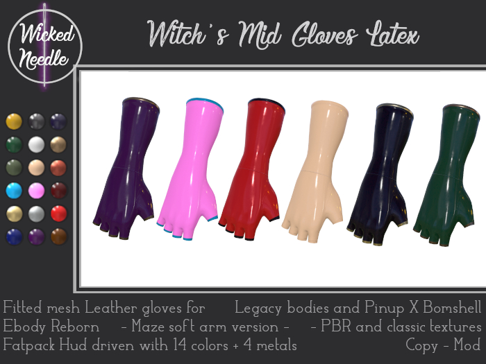 ~W-N~ Witch's mid gloves Latex + PBR