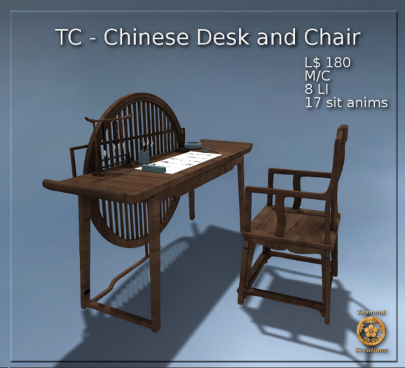 TC - Chinese Desk and Chair with Accessories